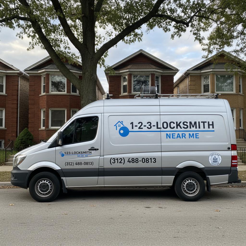 1-2-3-Locksmith Near Me - Professional locksmith service van for emergency mobile service in Chicago (312) 488-0813
